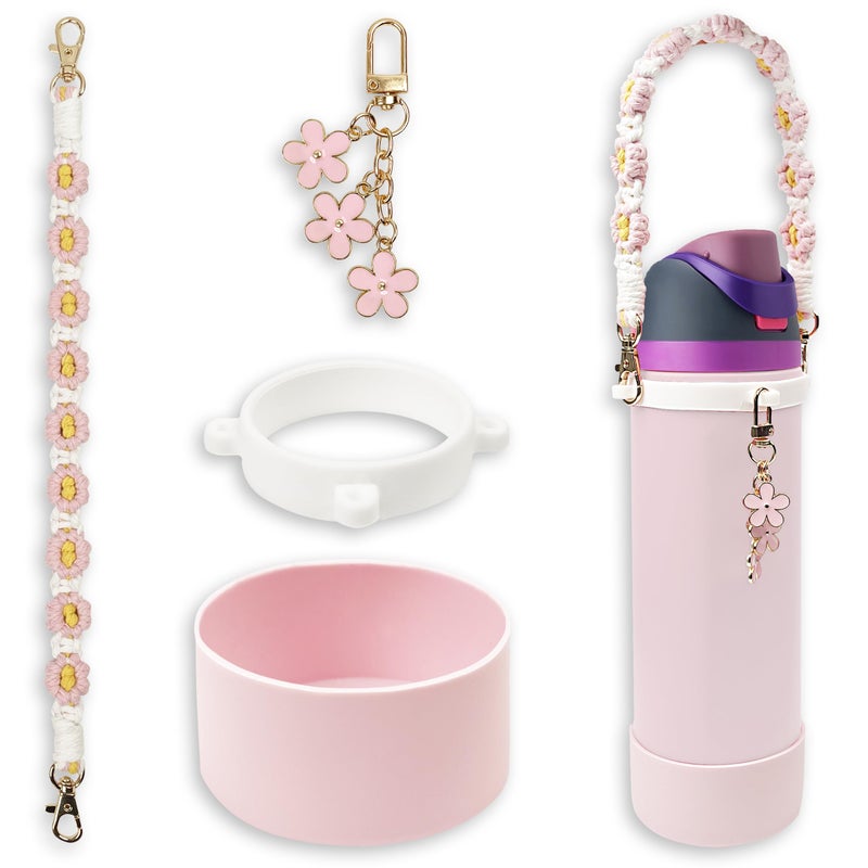 SITKOL Silicone Boot Set for Owala Water Bottle 40 oz - Includes Water Bottle Handle Strap - Perfect Owala Accessories, Fits Owala Tumbler, Owala Free Sip, for Pink owala (Pink) - Image 1